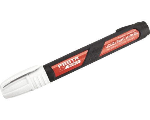 Značkovač permanentný biely FESTA Festa Industry tekutý popisovač s guľatým hrotom