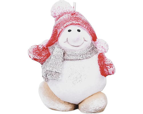 Sviečka SNEHULIAK NEW vianočná 11cm Figúrka snehuliaka s čiapkou a šálom