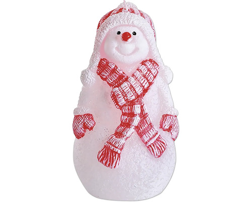 Sviečka SNEHULIAK SO ŠÁLOM vianočná 13cm Dekoratívny snehuliak s čiapkou a šálom