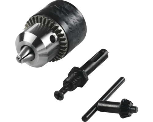 Upínacie skľučovadlo 1,5-13 mm 1/2" vnútorný závit + adaptér + kľúč, sada 3 ks, SDS-plus Wolfcraft Vŕtacia hlava s adaptérom a kľúčom k skľučovadlu
