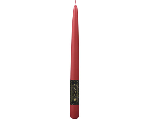 Sviečka kónická METALIK 24 cm matná červená Červená špicatá sviečka s potlačou Glamour