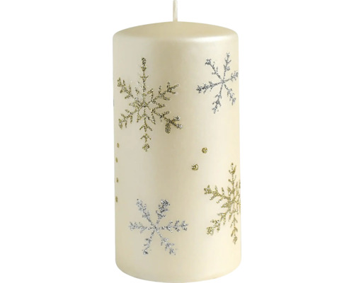 Sviečka FROST VALEC vianočná 7x14cm Dekoratívna stĺpová sviečka so vzorom snehových vločiek