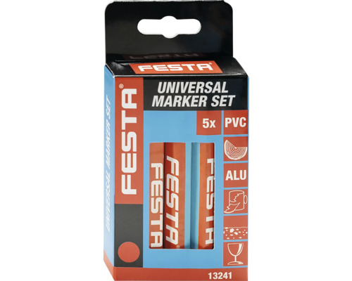 Značkovač univerzálny červený FESTA 5ks Súprava univerzálnych fixiek Festa, 5 kusov, vhodné pre PVC a hliník