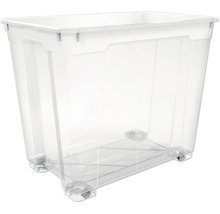 Priehľadný plastový úložný box s kolieskami