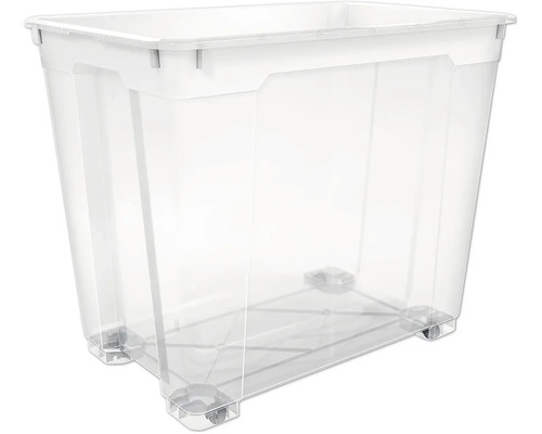 Priehľadný plastový úložný box s kolieskami