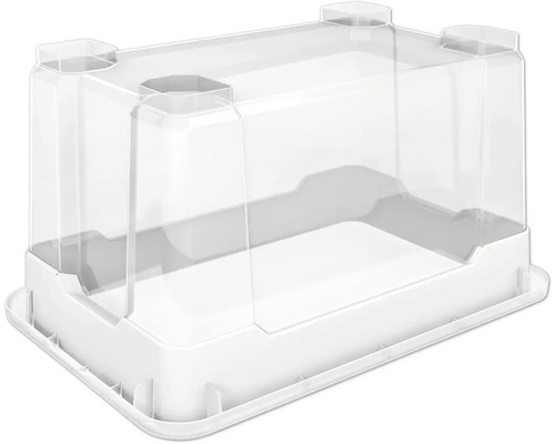 Priehľadný parenisko na bielej spodnej miske na pestovanie rastlín