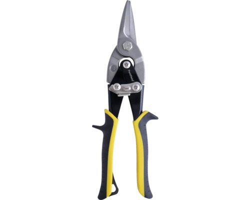 Nožnice na plech so žlto-čiernou rukoväťou