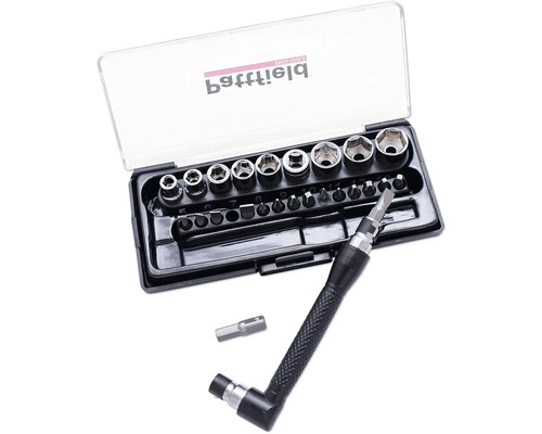 Sada nástrčných kľúčov s nadstavcami a skrutkovacími bitmi v plastovom boxe