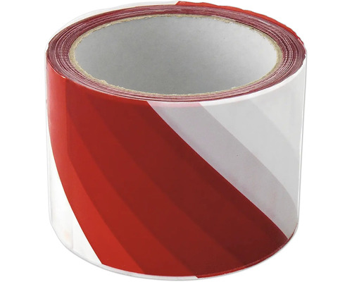 Výstražná páska 100 m x 70 mm, červeno/biela Rolka pásky s diagonálnym pruhovaním