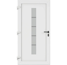 Biele interiérové dvere s obdĺžnikovou sklenenou vložkou