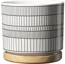 Kvetináč s podšálkou a grafickým vzorom