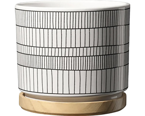 Kvetináč s podšálkou a grafickým vzorom