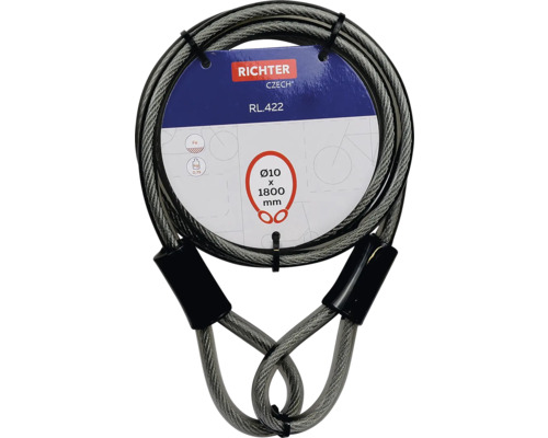 Zámok na bicykel Richter lanový zámok, priemer 10 x 1800 mm