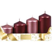 Štyri odstupňované stĺpové sviečky v štýle adventného venca