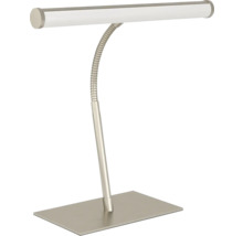 Stolná lampa s flexibilným ramenom a obdĺžnikovou základňou