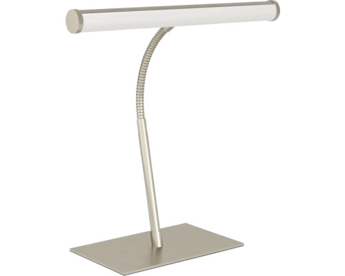 Stolná lampa s flexibilným ramenom a obdĺžnikovou základňou