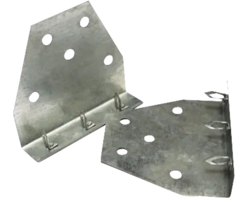 Dva kovové spojovacie prvky s otvormi