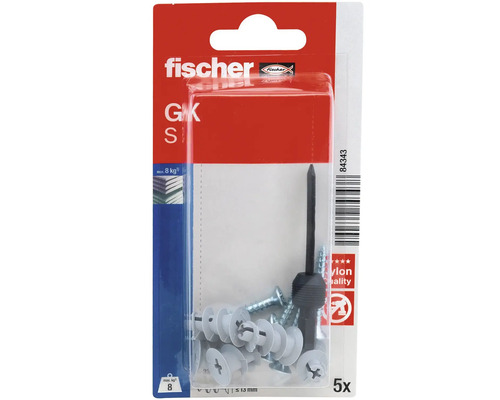 Sada hmoždiniek do sadrokartónu Fischer GK so skrutkami a montážnym nástrojom