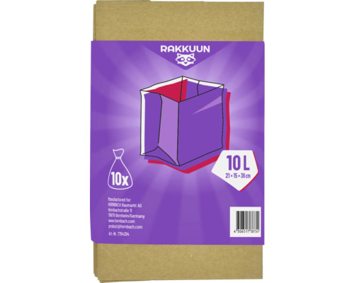 Rakkuun vrecia na odpadky, 10 kusov, 10 litrov, rozmer 21x15x36 centimetrov