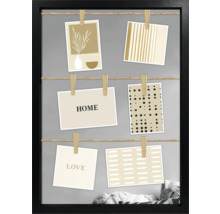 Dekoratívny rám na obrázky so šnúrkami a malými štipcami na zavesenie fotografií alebo pohľadníc