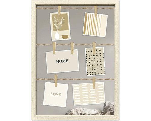 Dekoratívny rám na fotografie so šnúrkami a sponkami na zavesenie fotografií