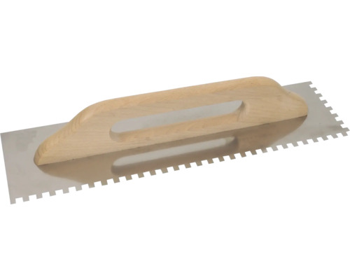 Hladítko nerezové, zub 8 mm, 500x130 mm Zubová stierka s drevenou rukoväťou