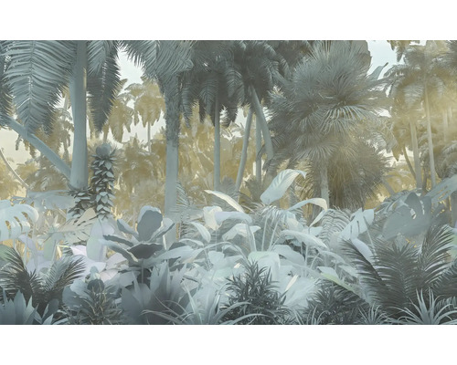 Ilustrácia hustej džungle s rôznymi tropickými rastlinami