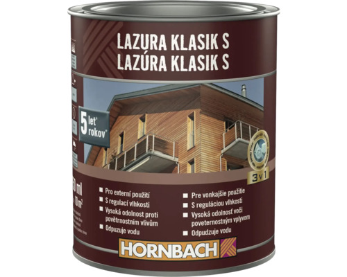 Lazúra na drevo Hornbach Klasik S palisander 0,75 l Lazúra na drevo v plechovke s logom Hornbach