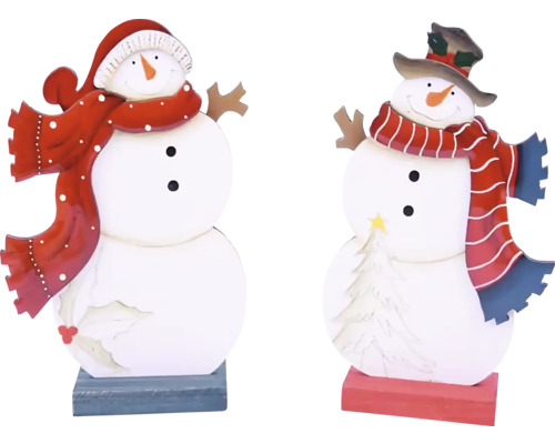 Dve figúrky snehuliakov ako vianočná dekorácia