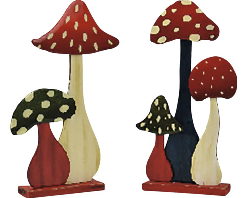 Vianočné dekorácie HUBIČKA na podstavci červená/zelená 16x28x5 cm mix 2 druhov cena za 1
ks Dekoratívne figúrky húb z dreva, dve sady