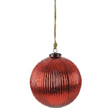 Červená vianočná guľa so šnúrkou na zavesenie