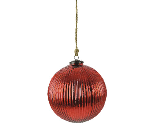 Červená vianočná guľa so šnúrkou na zavesenie