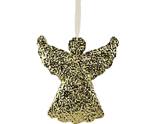 Závesná vianočná dekorácia anjel METAL kov zlatá 22x24x1 cm Anjelská vianočná ozdoba so závesom