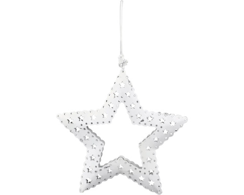 Závesná dekorácia Hviezda vyrezávaná, biela, V Vianočná ozdoba v tvare hviezdy so závesom