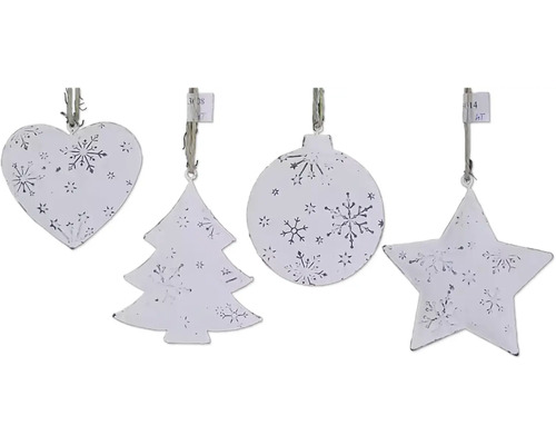 Sada ozdôb na vianočný stromček s tvarmi srdca, stromu, gule a hviezdy