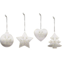 Sada ozdôb na vianočný stromček s guľou, hviezdou, srdcom a jedľou