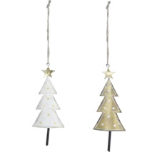 Dva závesné kovové vianočné stromčeky s hviezdou navrchu