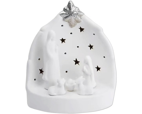 Vianočné dekorácie Betlehem keramika biela 13x16x10 cm Vianočný betlehem s hviezdou