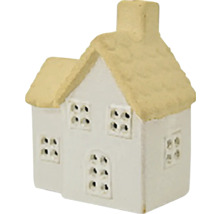 Dekoratívny model domu so slamenou strechou a niekoľkými oknami