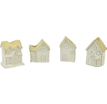 Dekoratívne figúrky domov z keramiky, sada štyroch kusov