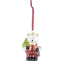 Ozdoba na vianočný stromček medveď so stromom a závesom