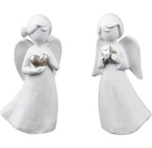 Dve dekoratívne anjelské figúrky so srdcom a hviezdou