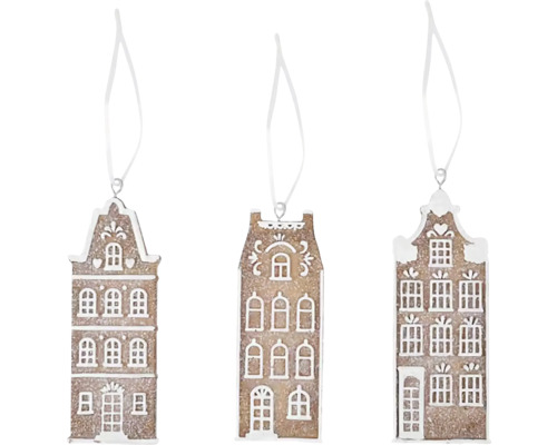 Tri dekoratívne domy na zavesenie