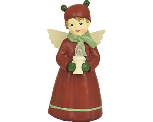 Vianočná figúrka ANJELIČEK so sviečkou LED polystone červená/zelená 7x16x6,5 cm Vianočná dekorácia anjel s LED sviečkou