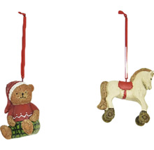 Vianočné ozdoby na stromček s medvedíkom a hojdacím koňom