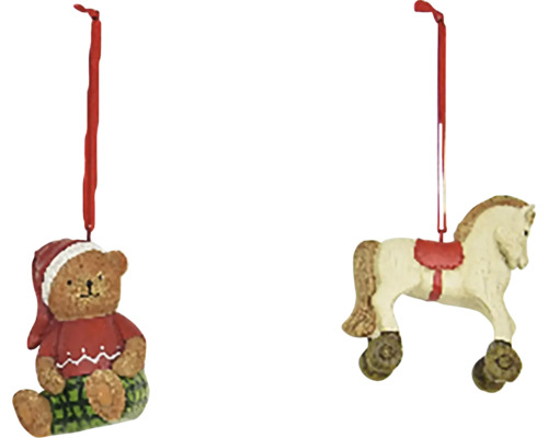 Vianočné ozdoby na stromček s medvedíkom a hojdacím koňom