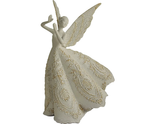 Vianočná figúrka ANJELSKÁ DIEVČA polystone biela 29x37x23 cm Dekoratívna figúrka anjela so šatami a krídlami