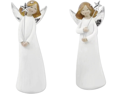 Dve stojace dekoračné figúrky anjelov s hviezdnou tyčou