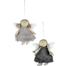 Dve látkové bábiky ako vianoční anjeli so závesom