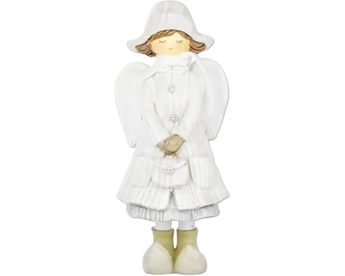 Dekoratívna figúrka anjela s klobúkom a kabátom